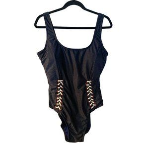 Juicy Couture One Piece Y2K Swimsuit Plus Size 2X Women's NEW Blue Lacing Beach